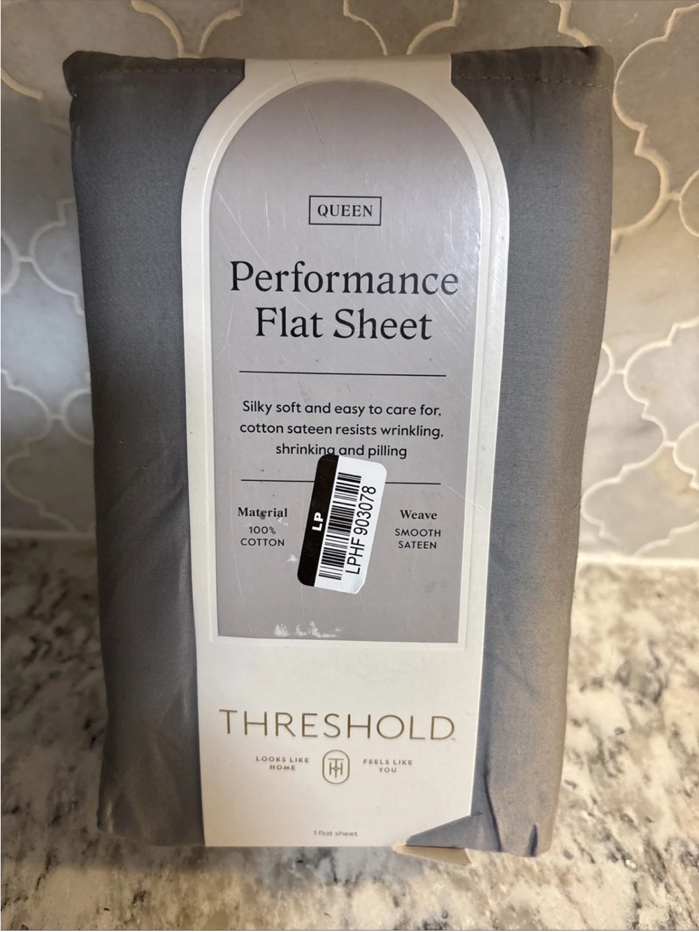 Threshold - Queen 400 Thread Count Performance Flat Sheet Clas Gray